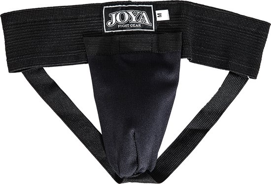 Zwarte Joya Fight Gear kruisbeschermer met logo en elastische banden.