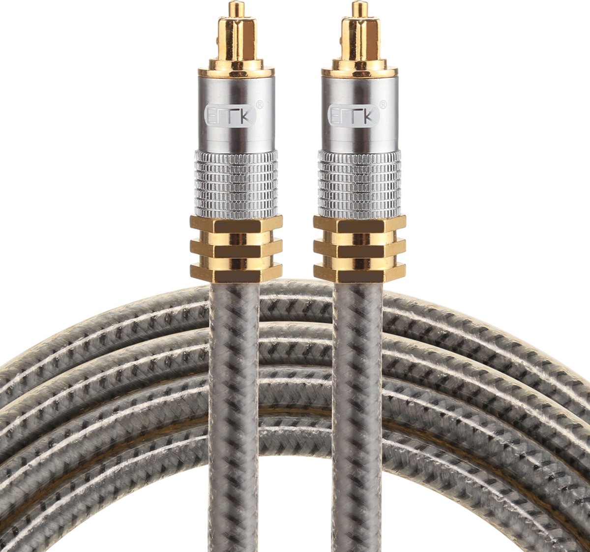 By Qubix - ETK Digital Optical kabel 1,5 meter - toslink audio male to male - Optische kabel metaal - Grijs audiokabel soundbar