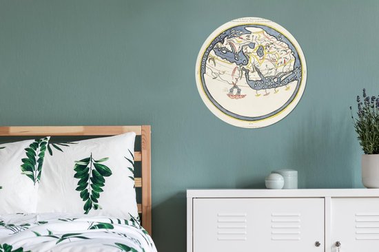 WallCircle - Cercle mural - Cercle mural - Wereldkaart - Vintage - Arabe - Aluminium - Dibond - 60x60 cm - Intérieur et Extérieur