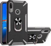 Voor Motorola Moto E6 Plus PC + TPU-beschermhoes met 360 graden draaibare ringhouder (grijs)