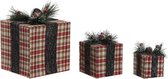 Decoratieve figuren DKD Home Decor Geschenkbox Kerstmis Polyester Metaal (3 pcs)