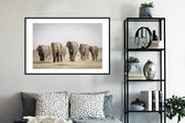 Fotolijst incl. Poster - Olifant - Afrikaans - Stof - 120x80 cm - Posterlijst
