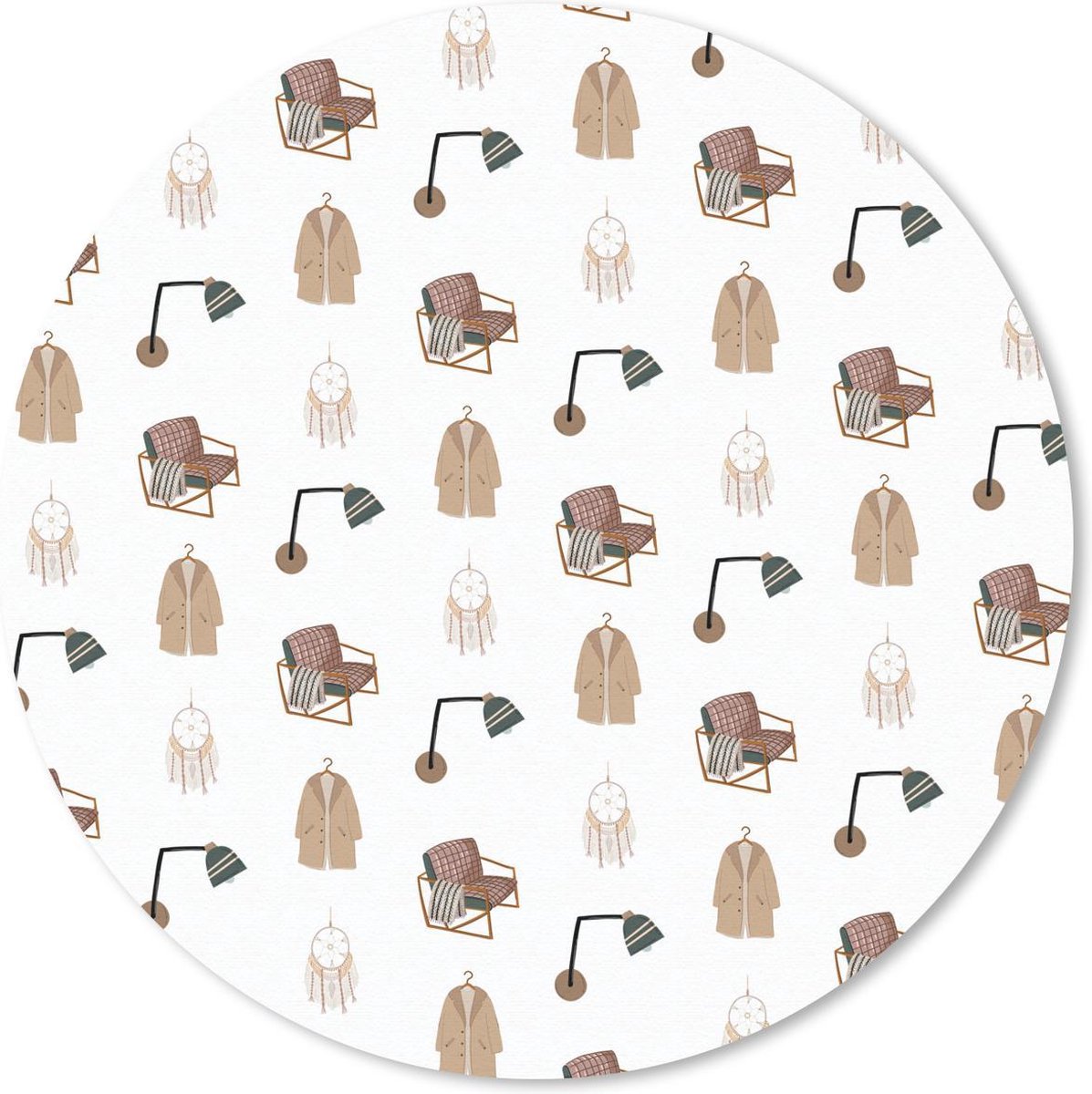 Muismat rond 50x50 cm - Mousepad Slaapkamer - Patroon - Kleuren - Ronde muismatten