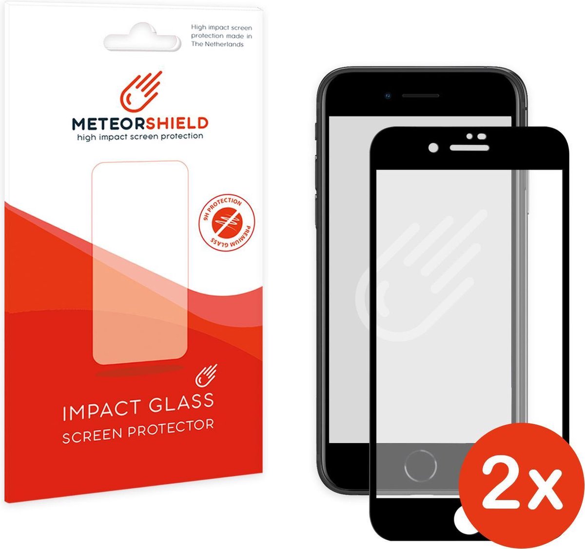 2 stuks: Meteorshield iPhone SE 2020 screenprotector - Full screen