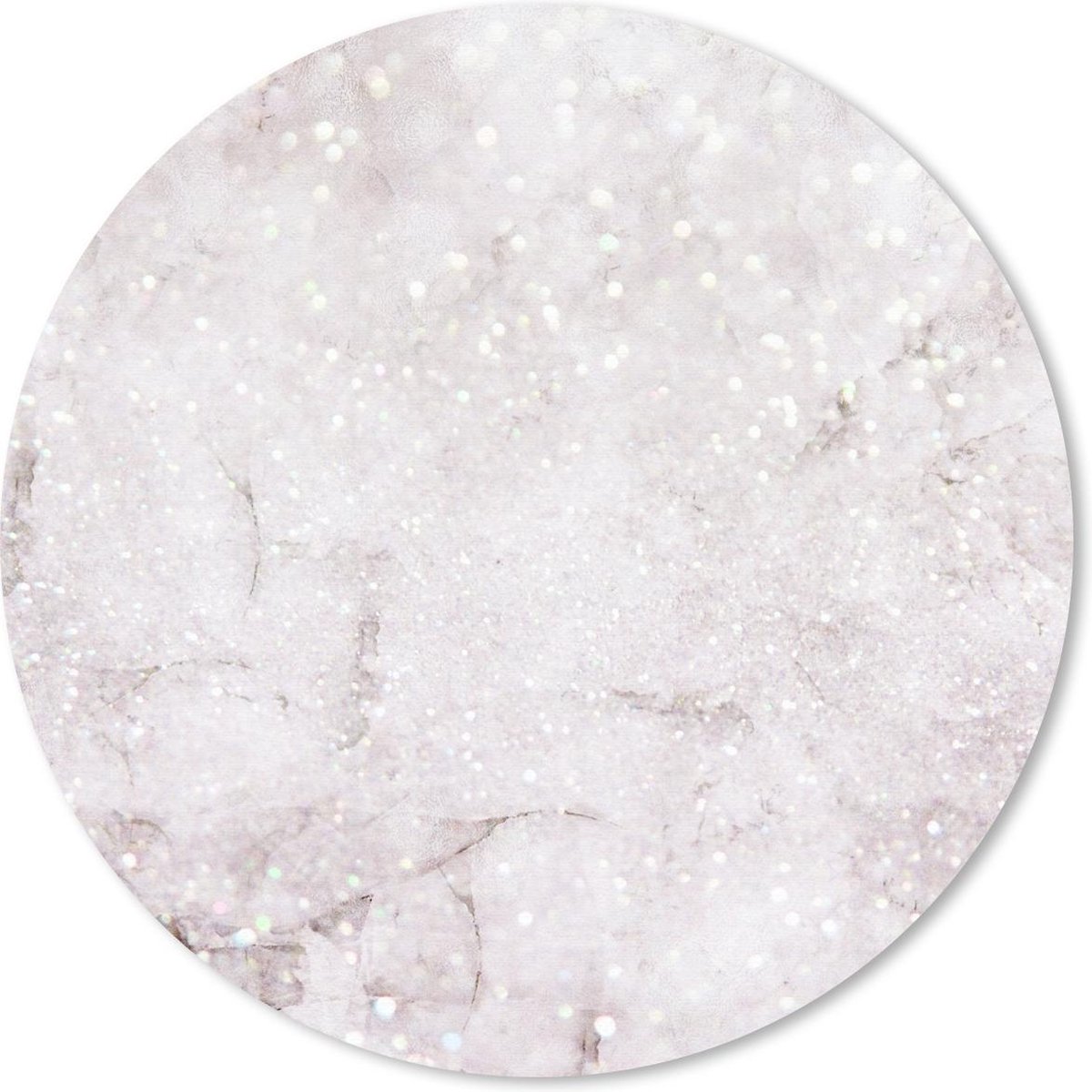 Muismat rond 40x40 cm - Mousepad Marmer - Glitter - Zilver - Ronde muismatten