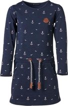 Meisjes jurk Marine met ankers/zeearenden lange mouwen | Maat 128/ 8Y