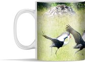 Mok - Panorama van groep vliegende lilac vogels - 350 ml - Beker