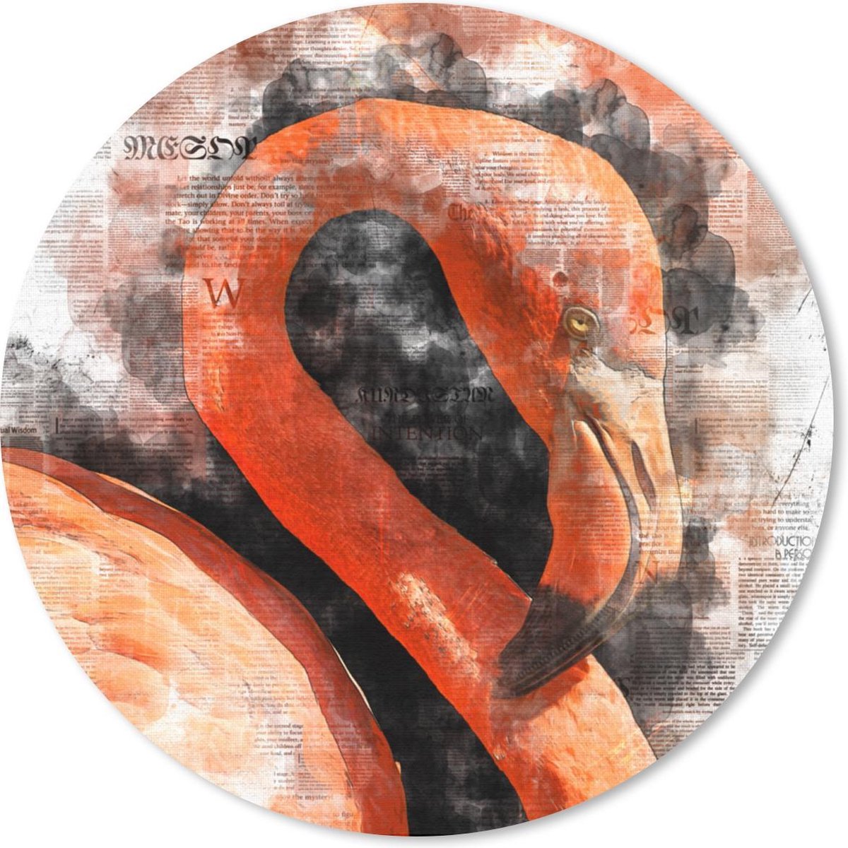 Muismat rond 50x50 cm - Mousepad Flamingo - Verf - Krant - Ronde muismatten