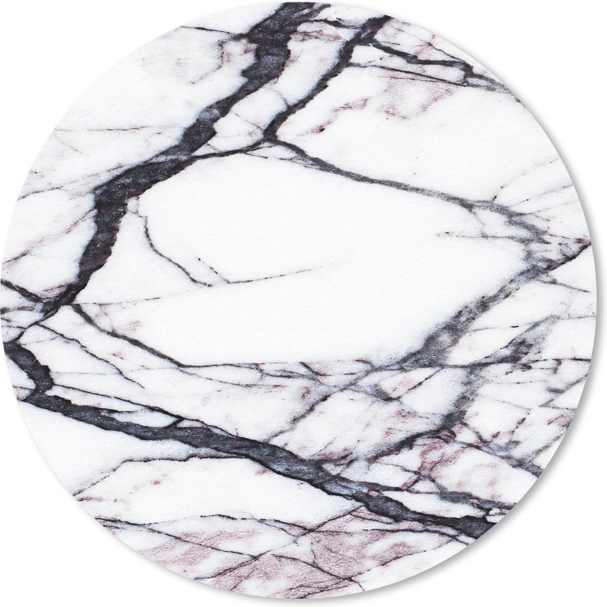 Muismat rond 40x40 cm - Mousepad Marmer - Wit - Zwart - Ronde muismatten