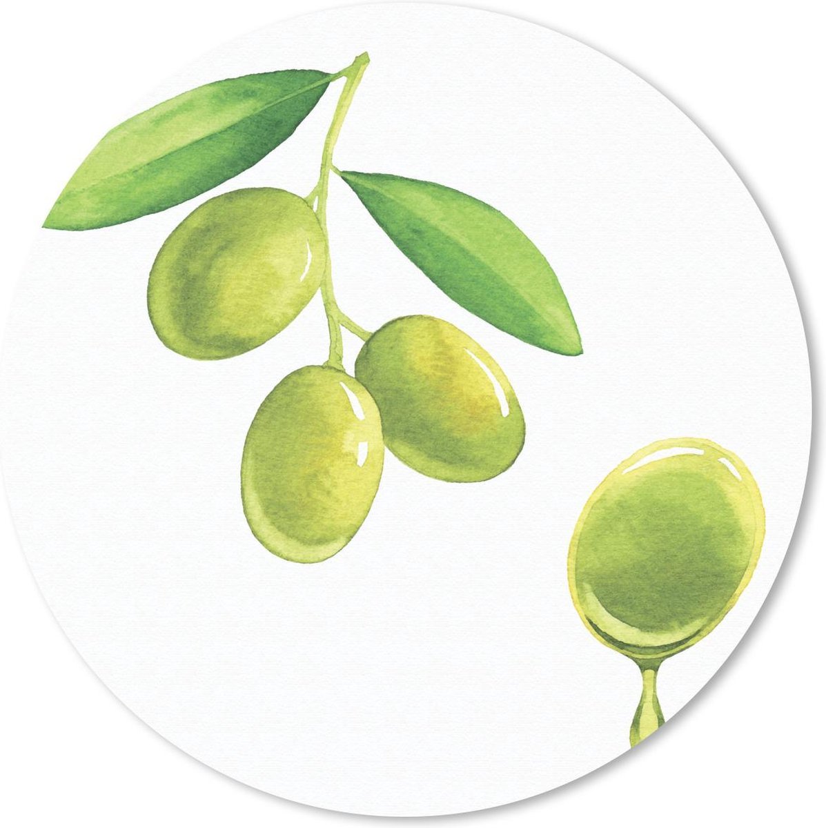 Muismat rond 50x50 cm - Mousepad Aquarel - Olijf - Groen - Ronde muismatten