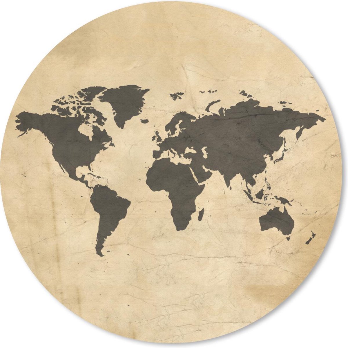 Muismat rond 40x40 cm - Mousepad Wereldkaart - Kleuren - Bruin - Ronde muismatten
