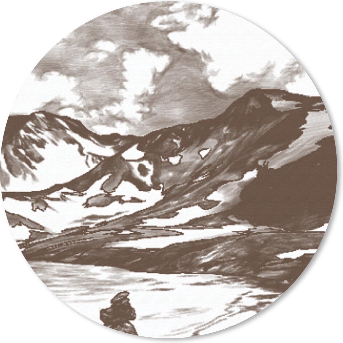 Muismat rond 50x50 cm - Mousepad Berg - Zee - Strand - Ronde muismatten