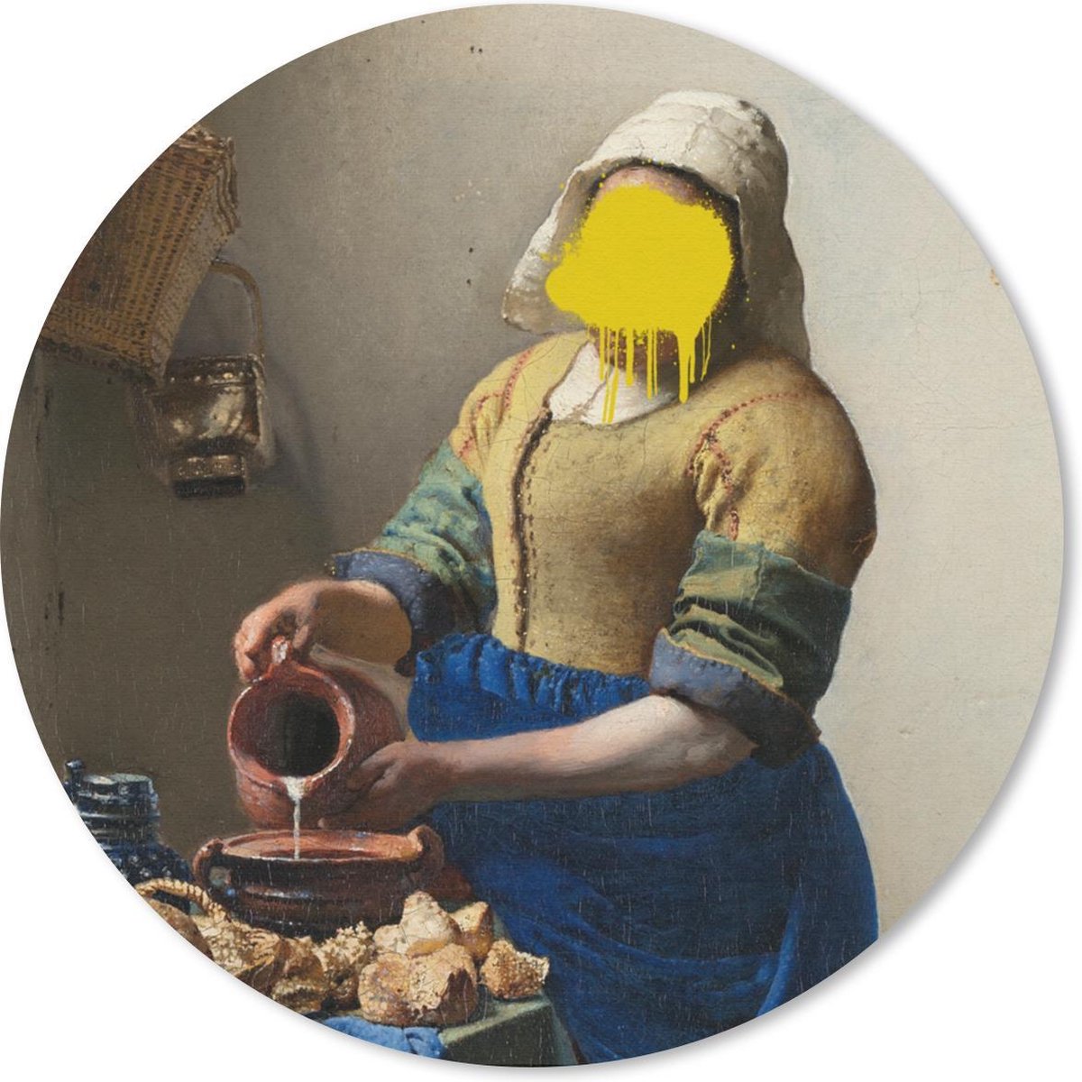 Muismat rond 40x40 cm - Mousepad Het melkmeisje - Vermeer - Kunst - Ronde muismatten