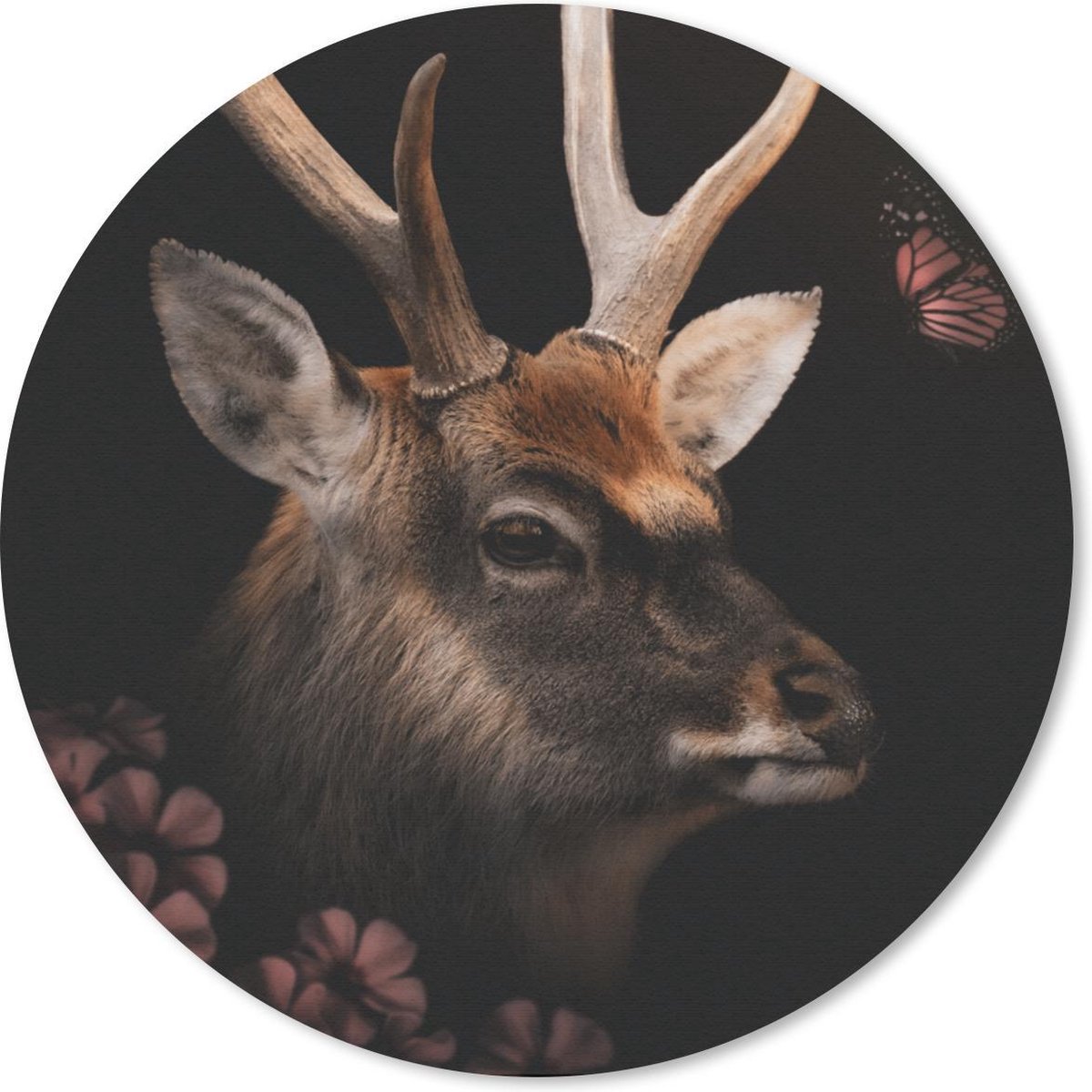 Muismat rond 40x40 cm - Mousepad Dieren - Hert - Jungle - Ronde muismatten