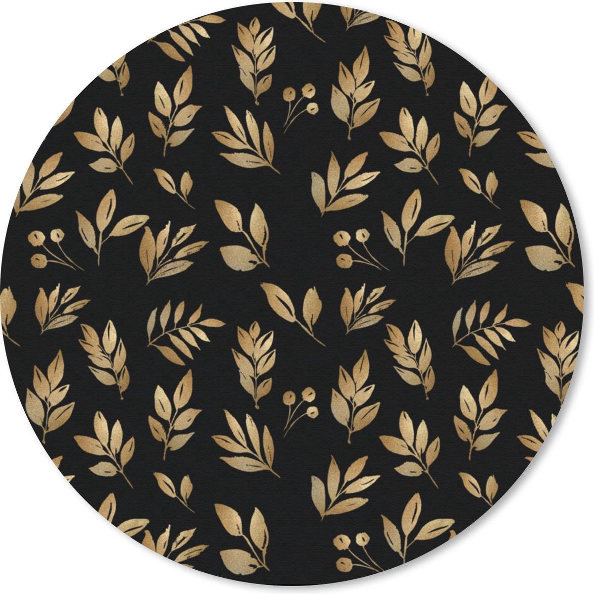 Muismat rond 50x50 cm - Mousepad Goud - Planten - Takken - Ronde muismatten