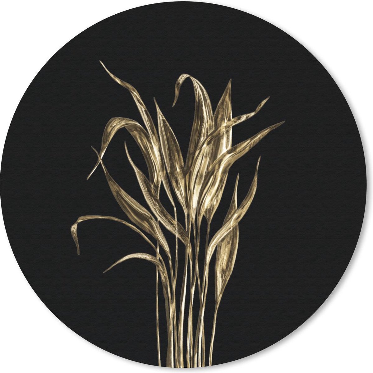 Muismat rond 40x40 cm - Mousepad Goud - Blad - Planten - Ronde muismatten