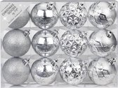 Set van 36x luxe zilveren kerstballen 6 cm kunststof mat/glans - Onbreekbare plastic kerstballen - Kerstboomversiering zilver