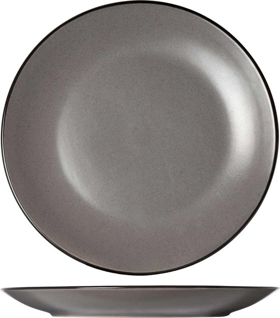 Assiette plate 27cm Speckle Grey avec bordure noire Lot de 6 | bol