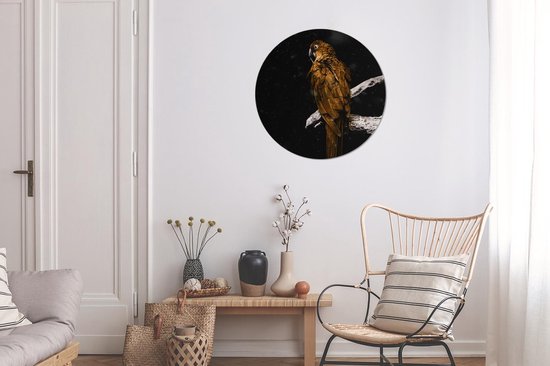 Cercle Mural - Cercle Mural Intérieur - Perroquet - Goud - Branche - ⌀ 60 cm - Décoration murale - Peintures Ronds