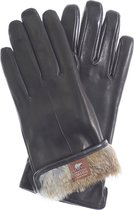 Fratelli Orsini Leren Handschoenen voor Dames Francesca Zwart - Bruine Vacht Premium Handschoenen Handgemaakt in Italië Leder Italiaans Lamsleer - Bruin maat 6,5/XS - met opbergzak