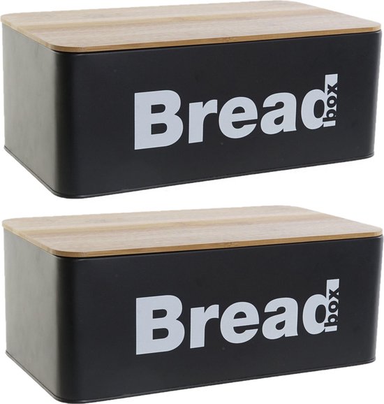 2x stuks bamboe houten broodtrommels met deksel 33 x 18 x 13 cm – Keukenbenodigdheden – Broodtrommels/brooddozen/vershoudtrommels