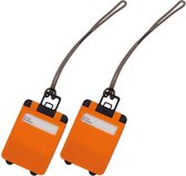 Pakket van 2x stuks kofferlabels oranje 9,5 cm - Reiskoffer reisaccessoire