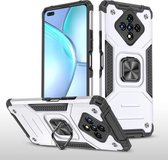 Voor Infinix Zero 8 Magnetic Armor Schokbestendig TPU + pc-hoesje met metalen ringhouder (zilver)