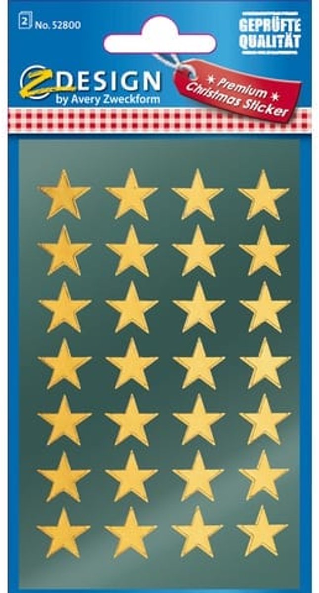 Avery Av-52800 Etiket Z-Design Christmas Pakje A 2 Vel Gouden Sterren