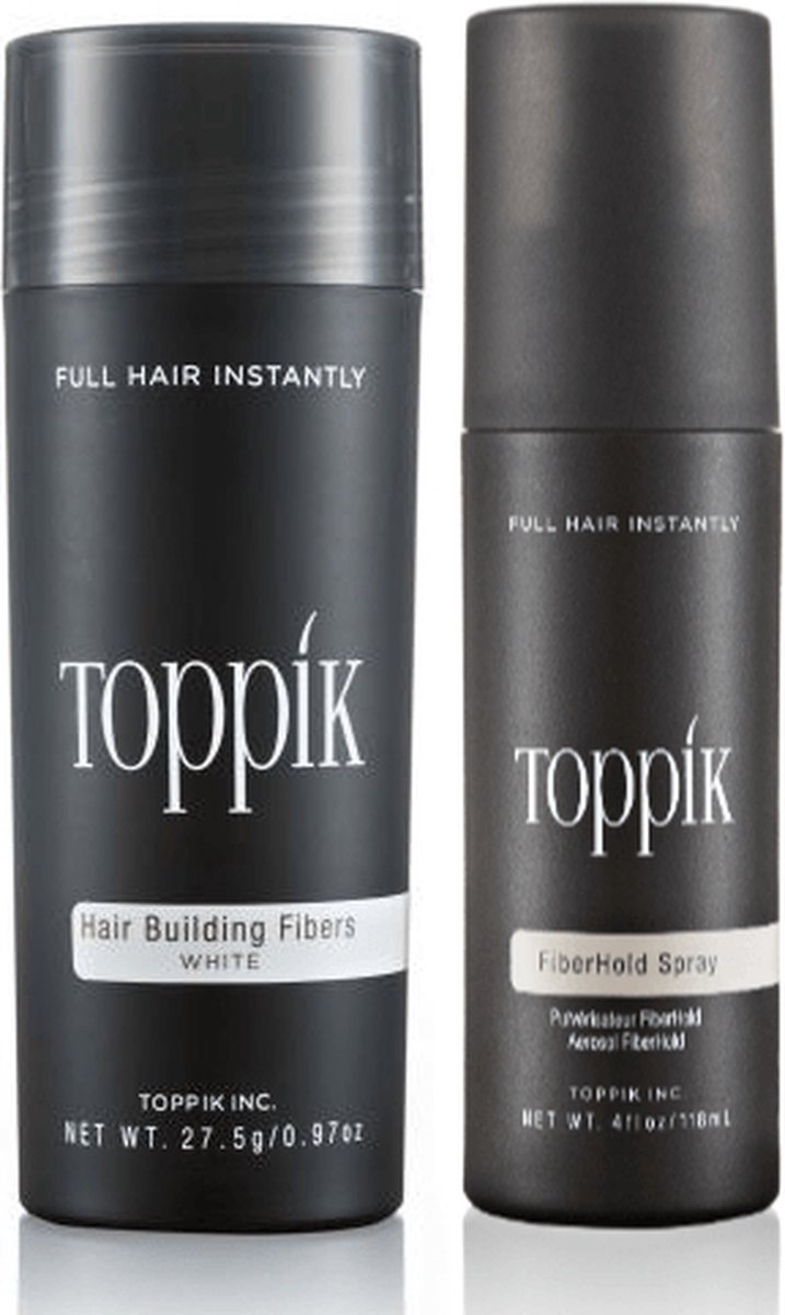 Toppik Hair Fibers Voordeelset Wit - Toppik Hair Fibers 27,5 gram + Toppik Fiberhold Spray 118 ml - Voor direct voller haar