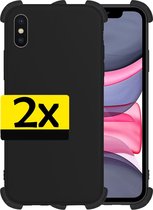 Hoes voor iPhone Xs Max Hoesje Siliconen Case Shock Proof Hoes - Hoes voor iPhone Xs Max Hoes Back Cover Hoesje - Zwart - 2 Stuks