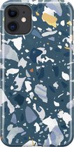 Apple iPhone 11 Hoesje - Premium Hardcase Hoesje - Dun en stevig plastic - Met Marmerprint - Terrazzo - Donkerblauw