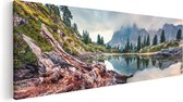 Artaza Canvas Schilderij Meer Met Rotsen In De Alpen Bergen - 120x40 - Groot - Foto Op Canvas - Canvas Print