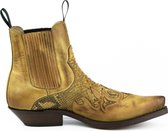 Mayura Boots Rock 2500 Hazelnoot/ Spitse Western Heren Enkellaars Schuine Hak Elastiek Sluiting Vintage Look Maat EU 47