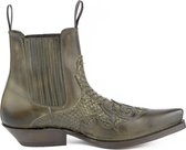 Mayura Boots Rock 2500 Taupe/ Spitse Western Heren Enkellaars Schuine Hak Elastiek Sluiting Vintage Look Maat EU 44