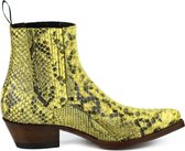 Mayura Boots 2496P Geel/ Dames Western Enkellaarzen Spitse Neus Cowboyhak Elastiek Sluiting Echt Leer Maat EU 37