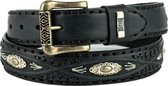 Mayura Riem 338 Zwart Cowboy Western Concho Vlechtwerk 4cm Breed Verwisselbare Gesp Maat 110 cm (bovenkant gesp tot middelste gaatje)