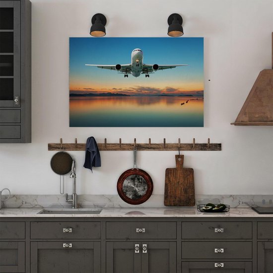 Artaza Peinture Sur Toile Avion Survolant Une Mer Colorée - 60x40 - Photo Sur Toile - Impression Sur Toile