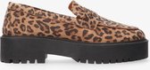 Tango | Bee chunky 40-ab cognac suede leopard loafer - black sole | Maat: 37