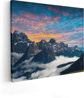 Artaza - Peinture sur toile - Paysage de Montagnes avec des nuages en Italie - 100 x 80 - Groot - Photo sur toile - Impression sur toile