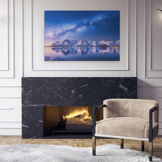 Artaza - Peinture sur toile - Voie lactée dans les Montagnes enneigées - 90x60 - Photo sur toile - Impression sur toile