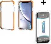 ShieldCase bumper shock case geschikt voor Apple iPhone 12 Mini - 5.4 inch - oranje + glazen Screen Protector