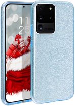 Backcover Hoesje Geschikt voor: Samsung Galaxy A02s Glitters Siliconen TPU Case Blauw - BlingBling Cover