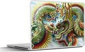 Laptop sticker - 10.1 inch - Decoratie van gekleurde draken in een Chinese tempel - 25x18cm - Laptopstickers - Laptop skin - Cover