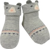 Babysokjes Diertje Grijs - Anti-Slip - 0-6 maanden