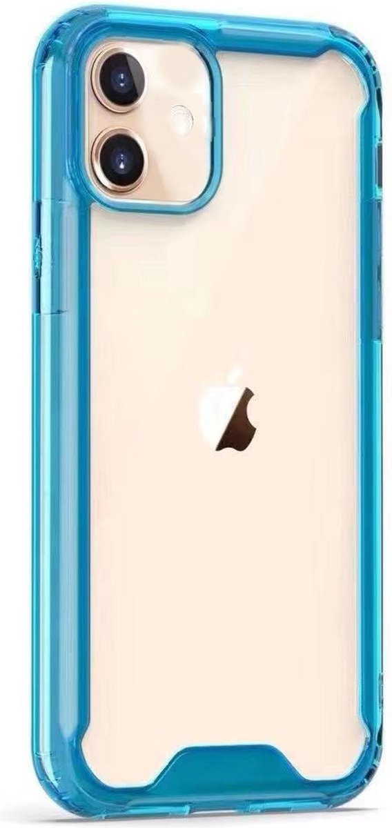 Geschikt voor iPhone 12 mini bumper case TPU + acryl - Transparant Blauw
