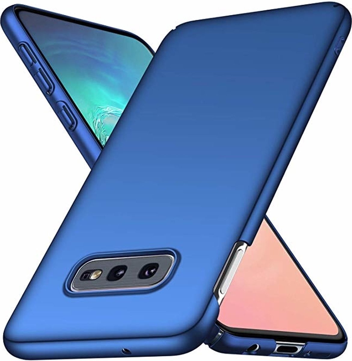 ultra thin geschikt voor Samsung Galaxy S10e case + gratis glazen screenprotector - blauw