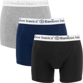 Comfortabel & Zijdezacht Bamboo Basics Rico - Bamboe Boxershorts Heren (Multipack 3 stuks) - Onderbroek - Ondergoed - Grijs, Navy & Zwart - XXL
