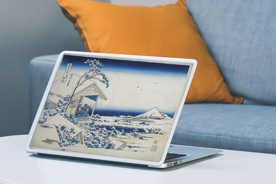 Sticker pour ordinateur portable - 15,6 pouces - Matin enneigé à Koishikawa - Peinture de Katsushika Hokusai