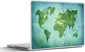 Laptop sticker - 11.6 inch - Wereldkaart - Perkament - Groen - Kindje - Jongens - Meisjes - 30x21cm - Laptopstickers - Laptop skin - Cover