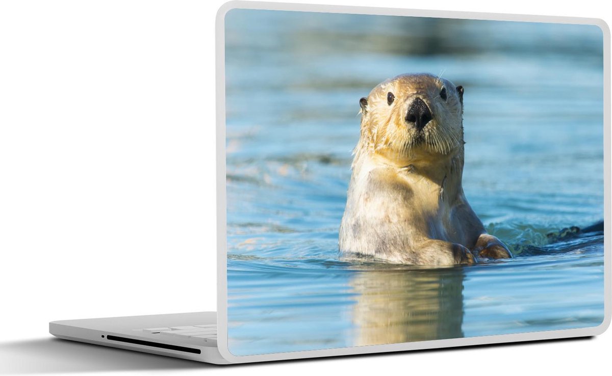 Afbeelding van product SleevesAndCases  Laptop sticker - 11.6 inch - Witte otter zwemt